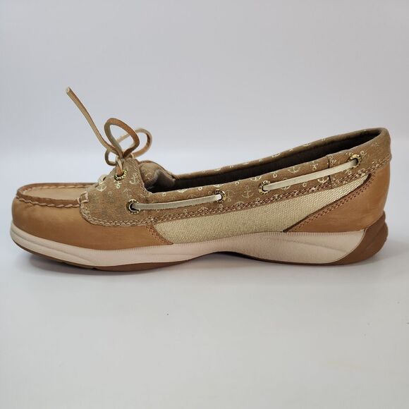 Sperry Womens Topsider Leather Deck Shoes Metallic Gold Anchor Sz 8.5M 97397 - Picture 4 of 16
